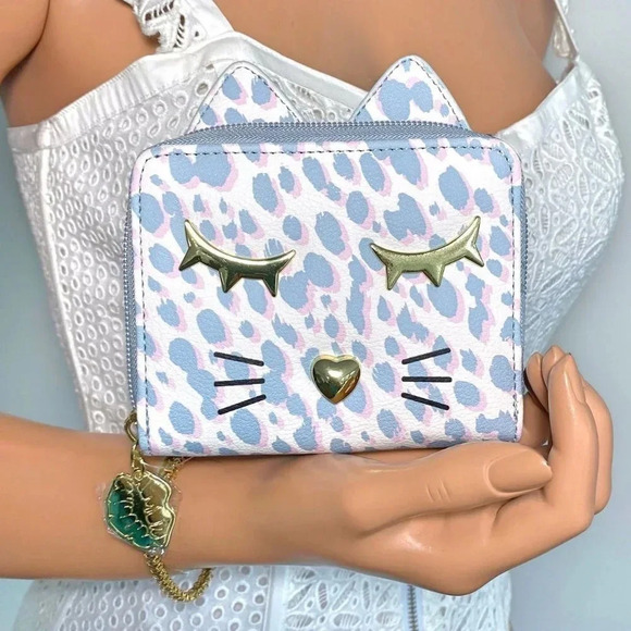 Betsey Johnson Leopard Print Kitty Cat Bag Wallet NWT - Picture 4 of 11